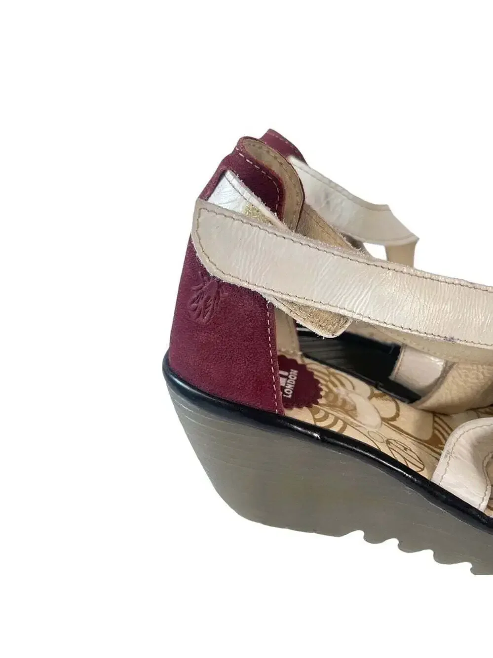 Fly London Ynes Leather Wedge Sandals Perforated Ankle Strap Comfort EU 37